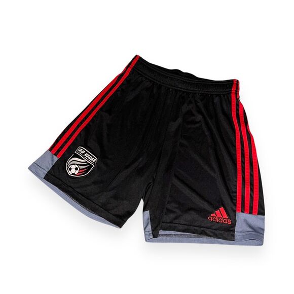 Adidas Vintage Rare Silky Soccer Shorts Sports Black Red Medium - Picture 4 of 12